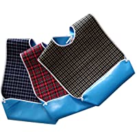 Paquete de 3 baberos para adultos con recogedor de migas opcional- impermeables- protector de ropa para el tiempo de…